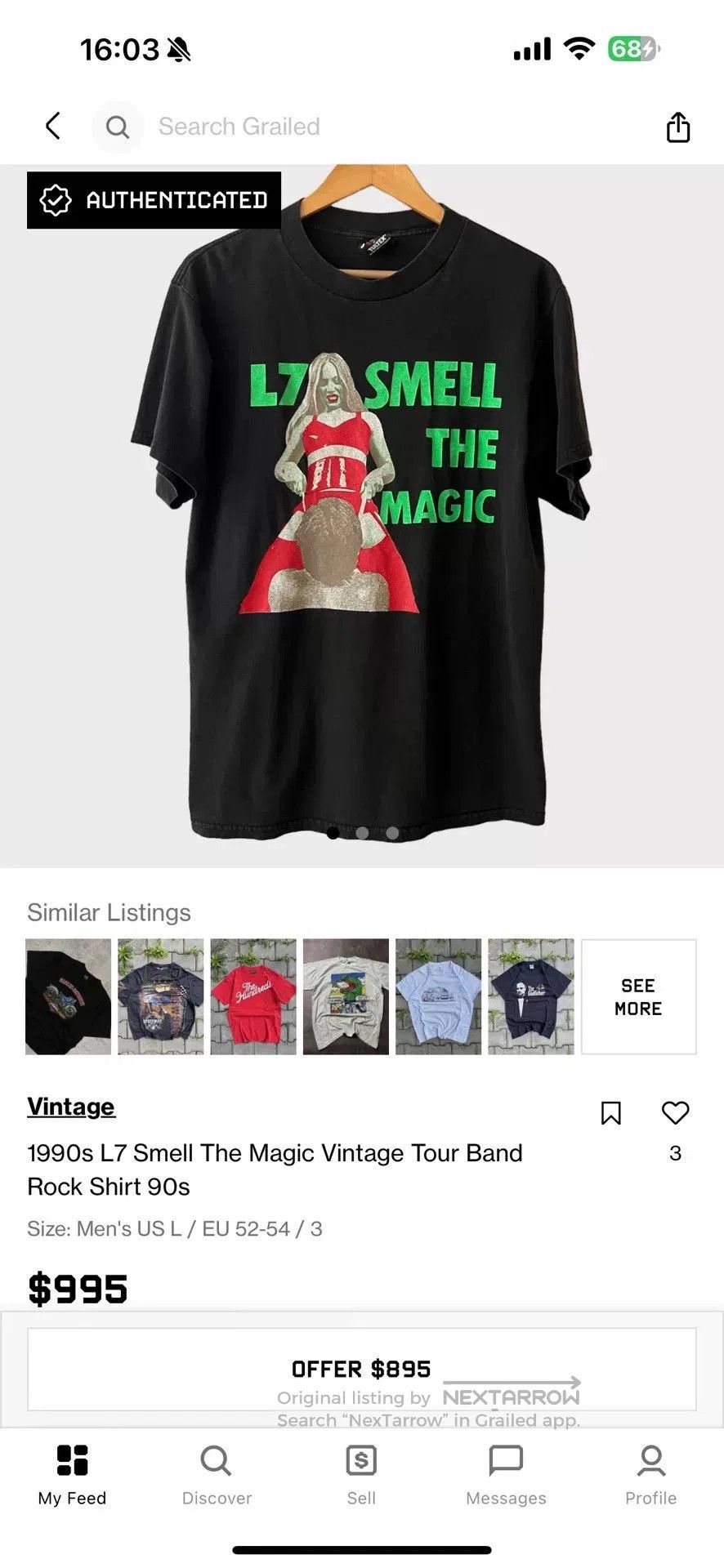 Vintage Vintage 00s L7 Smell The Magic Tee. Size US M / EU 48-50 / 2 - 5 Thumbnail