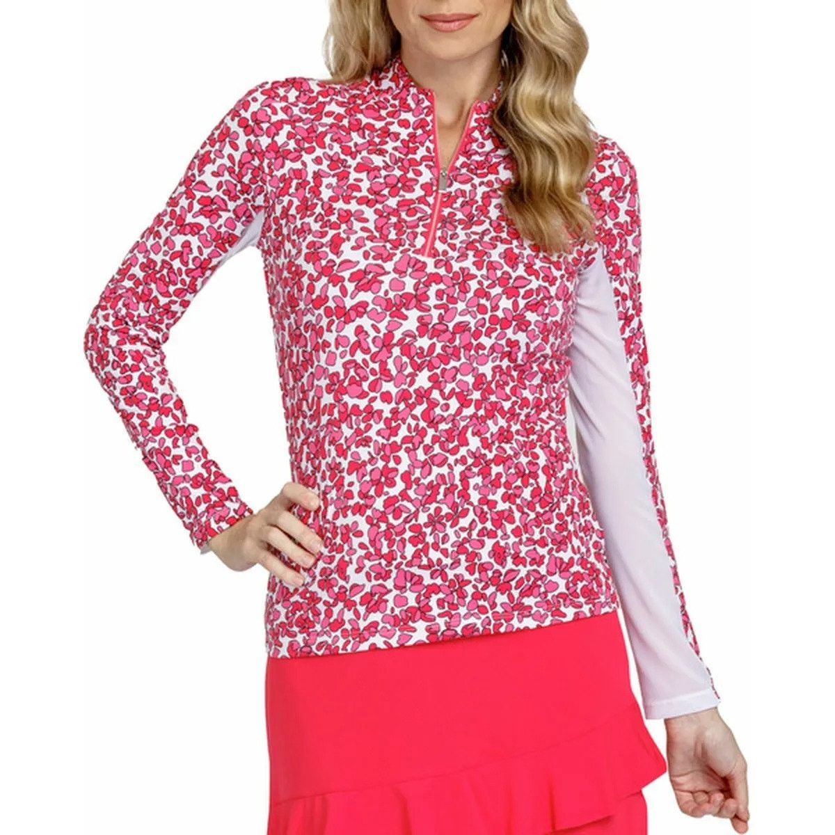 Other TAIL Long Sleeve UV Golf 1/4 Zip Top Pink White Womens Small Size S / US 4 / IT 40 - 8 Thumbnail