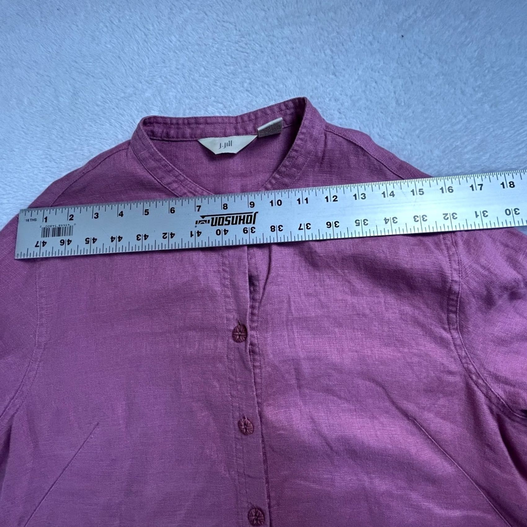 J. Jill J. Jill Womens Purple Linen Button-Up Tunic Top Medium Casual Long Sleeve Size M / US 6-8 / IT 42-44 - 5 Thumbnail