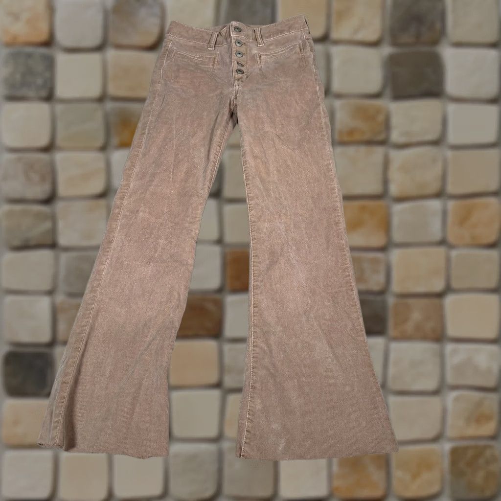 American Eagle Outfitters VINTAGE American Eagle Corduroy Pants Womens 2 Pink High Rise Flare Casual Y2K Womens Size 26" / US 2 / IT 38 - 1 Thumbnail