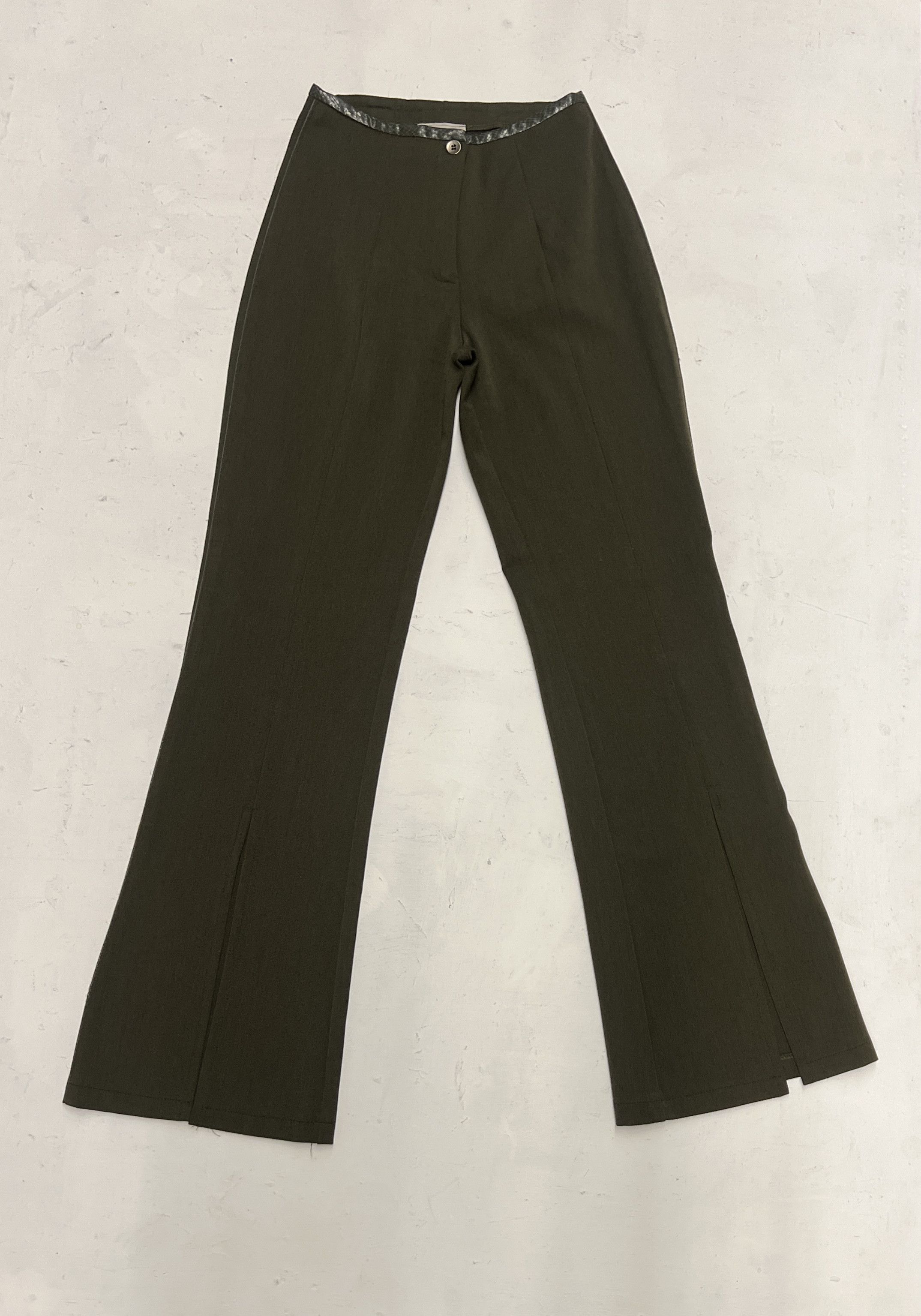 Other Biscote France Olive Flare Trouser Snakeskin Waistband Size 32" / US 10 / IT 46 - 1 Thumbnail
