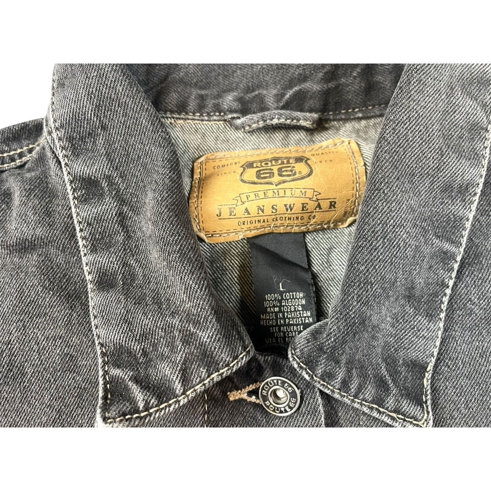 Route 66 VINTAGE Route 66 Denim Jacket Black Women’s Large Embroidered Floral 90s Grunge Jacket Mens Womens Girls Size L / US 10 / IT 46 - 2 Thumbnail