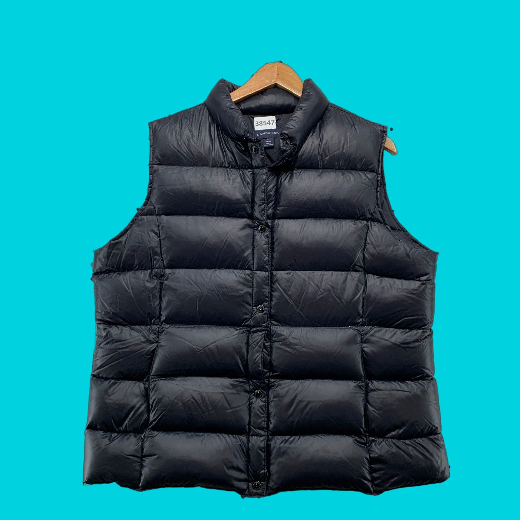 Lands' End Lands End Down Puffer Vest Jacket Womens Large Black Sleeveless 14-16 Nylon Softshell Down 23x25 Jacket Size L / US 10 / IT 46 - 1 Thumbnail