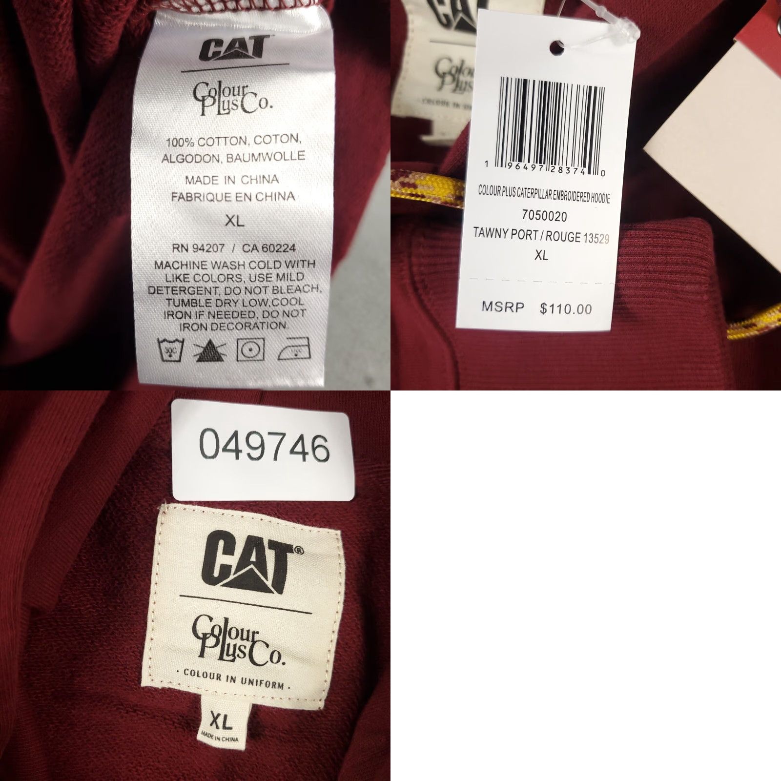 Vintage CAT Hoodie Mens XL Red Solid Pullover Sweatshirt with Logo - Classic Outdoor Size US XL / EU 56 / 4 - 8 Thumbnail