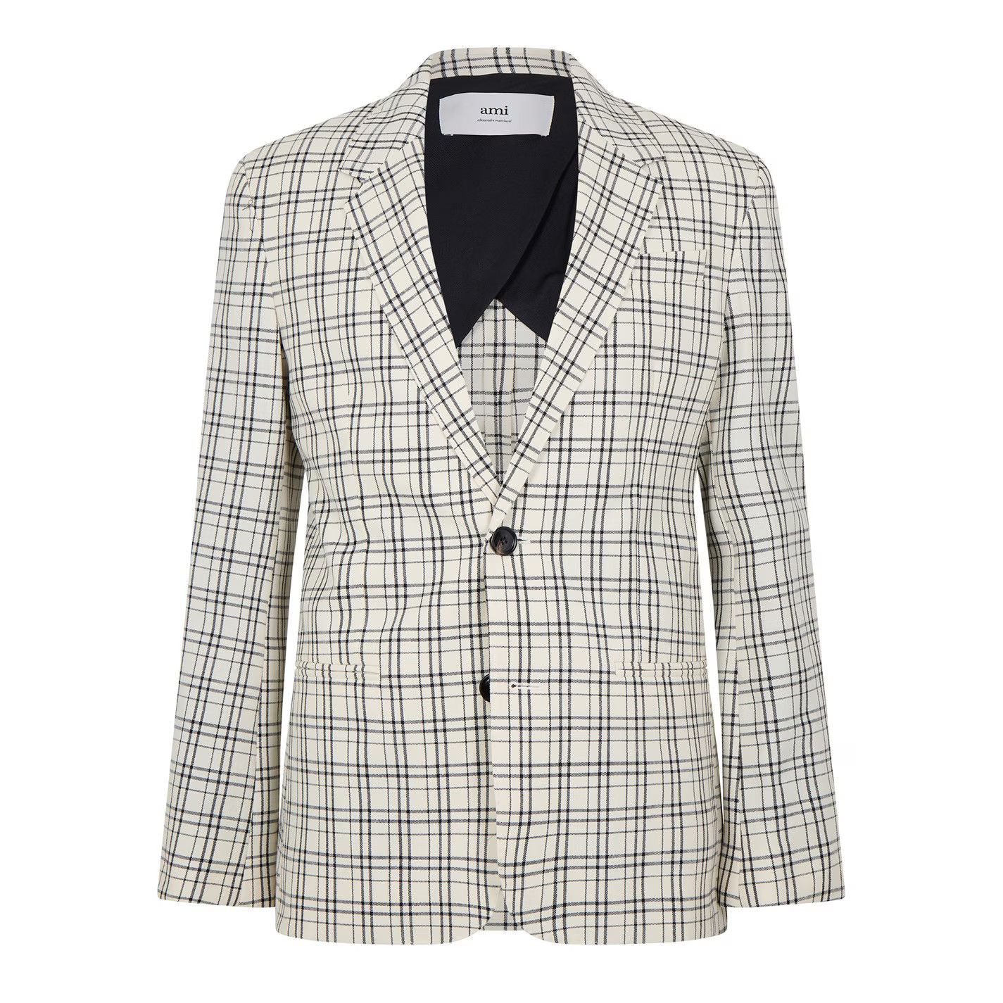 AMI o1g2r1mq0326 Check Virgin Wool Single Breasted Blazer Size US XL / EU 56 / 4 - 1 Thumbnail