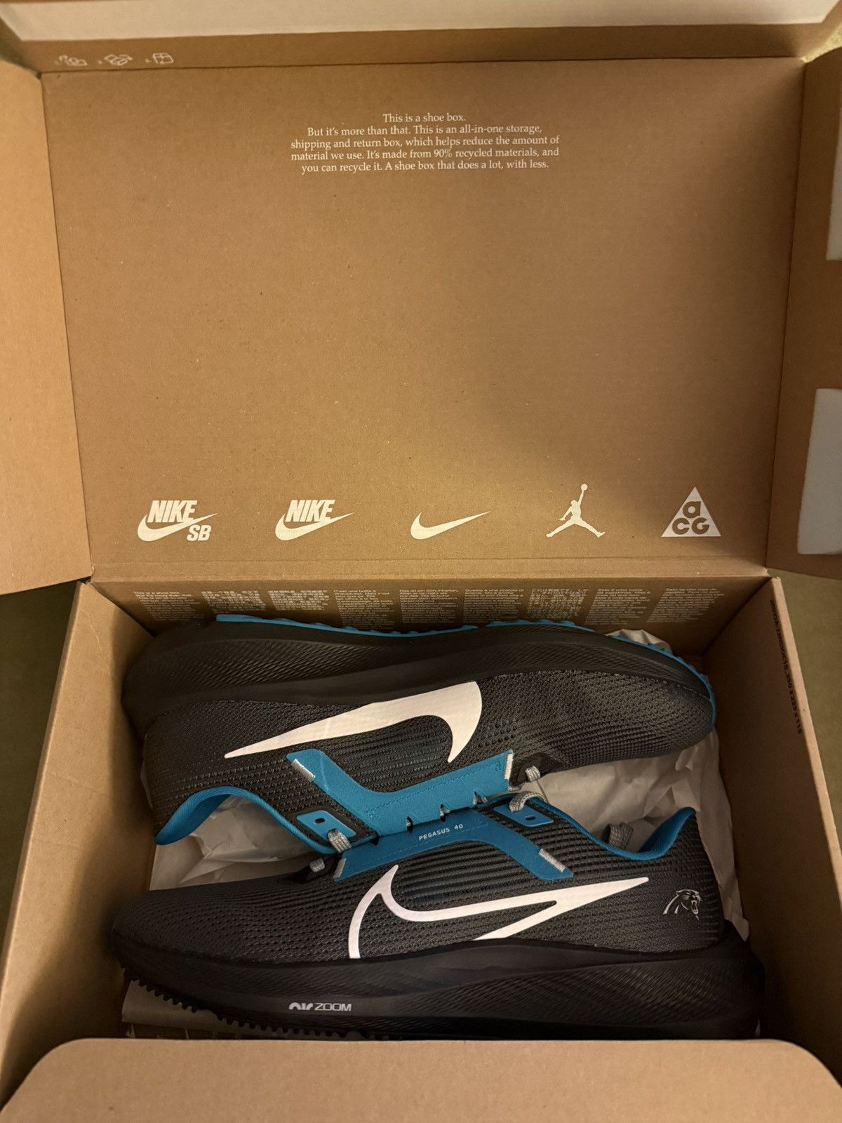 Nike Nike Air Zoom Pegasus 40 NFL “Carolina Panthers” New in Box! Size US 9.5 / EU 42-43 - 3 Thumbnail