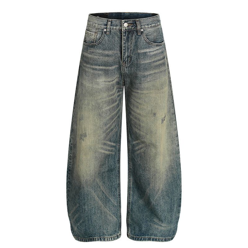 Vintage Men's high street washed distressed loose retro curved jeans Size US 34 / EU 50 - 1 Thumbnail