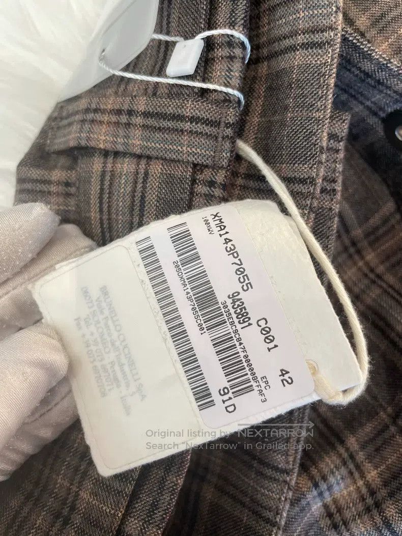 Brunello Cucinelli Brunello Cucinelli Caramel Plaid Wool Long Trousers Size 27" / US 4 / IT 40 - 6 Thumbnail