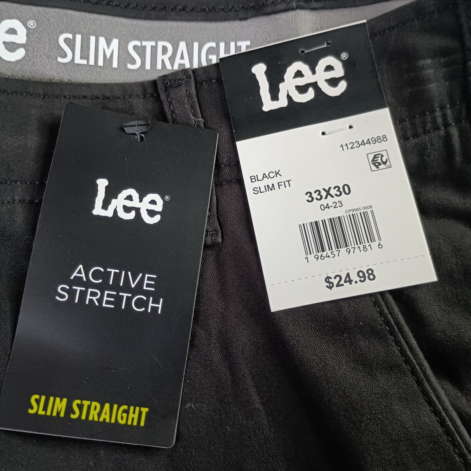 Lee Lee Chino Motion Flex Waist Pants Men's 33x30 Black Slim Fit Size US 33 - 2 Thumbnail