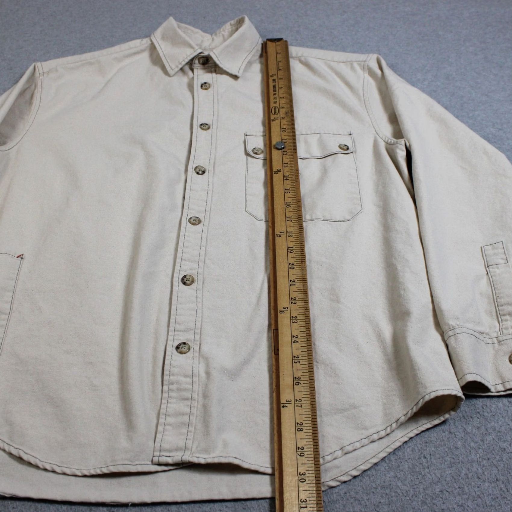 Vintage Utility Canvas Work Shirt Men XL Beige Shacket Chore Barn USA Heritage Size US XL / EU 56 / 4 - 5 Thumbnail