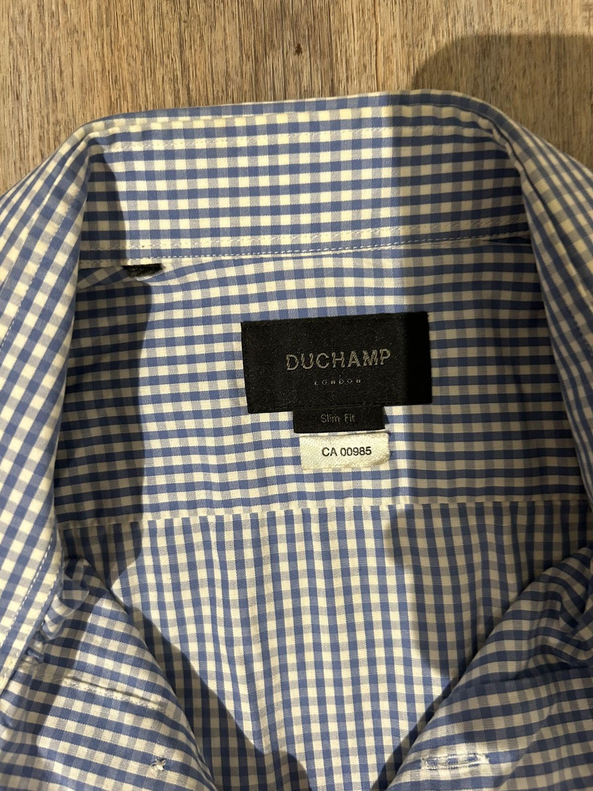 Duchamp London Blue and white check button up Size 50R - 1 Thumbnail