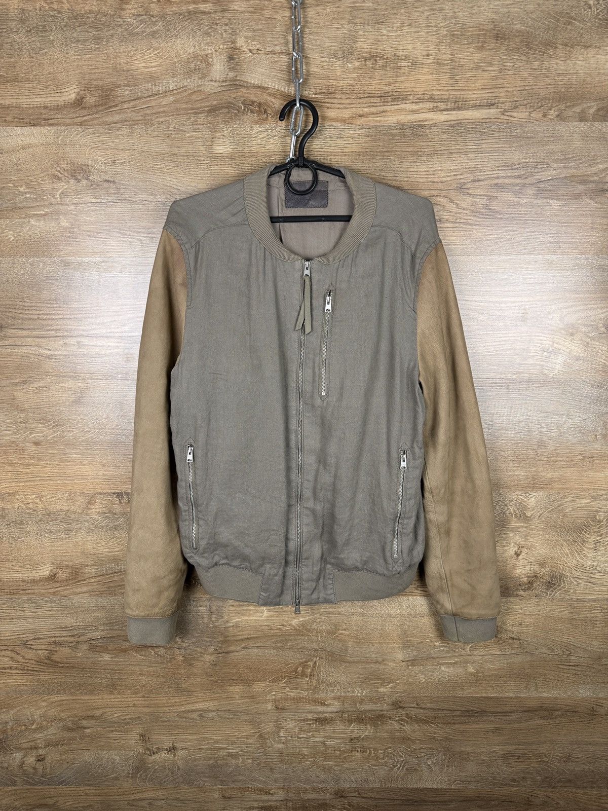 Allsaints Mens Vintage AllSaints Devon bomber jacket leather linen Size US S / EU 44-46 / 1 - 1 Thumbnail