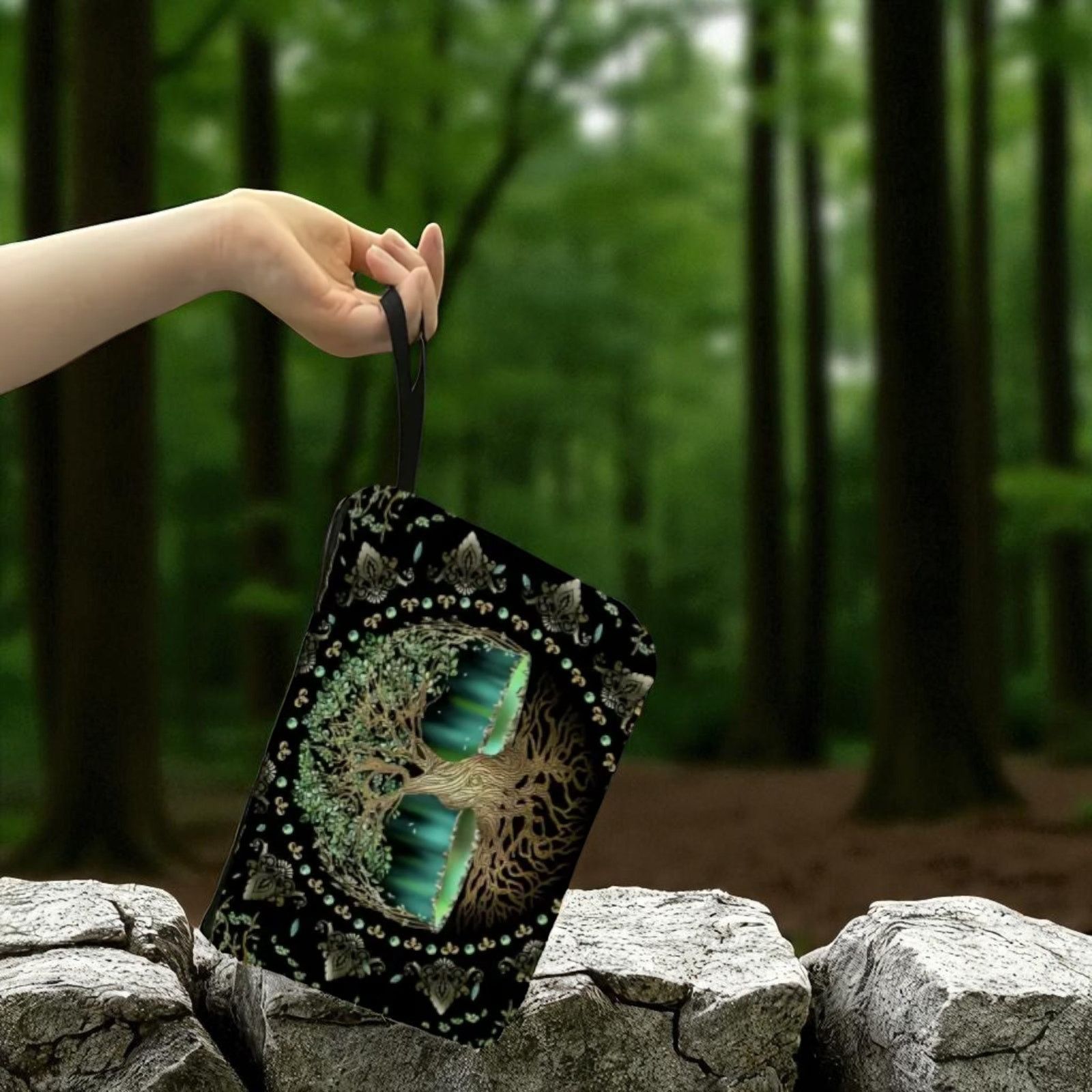Other Tree of Life Cosmetic Bag Mystical Green Celestial Organizer Size ONE SIZE - 12 Thumbnail