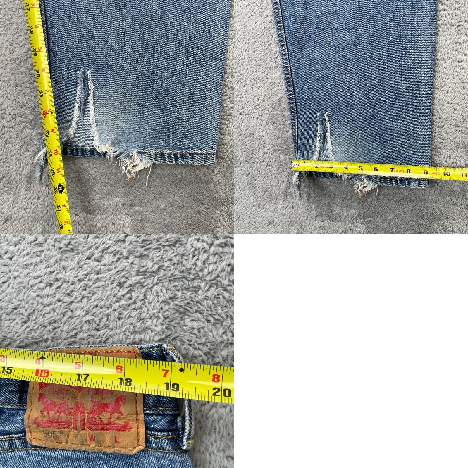Levi's Levis 505 Jeans Mens 40x35 Blue Distressed Regular Straight Denim Cotton 5-Pocket Button Zipper Jeans Size US 40 / EU 56 - 8 Thumbnail