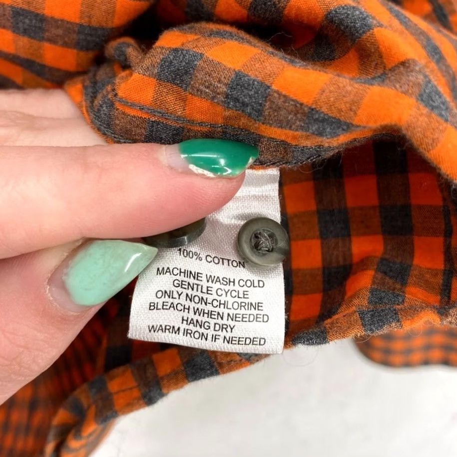 UNTUCKit UNTUCKit Flannel Shirt Mens 2XL Regular Fit Orange Gray Gingham Plaid Camp Shirt Size US XXL / EU 58 / 5 - 5 Thumbnail