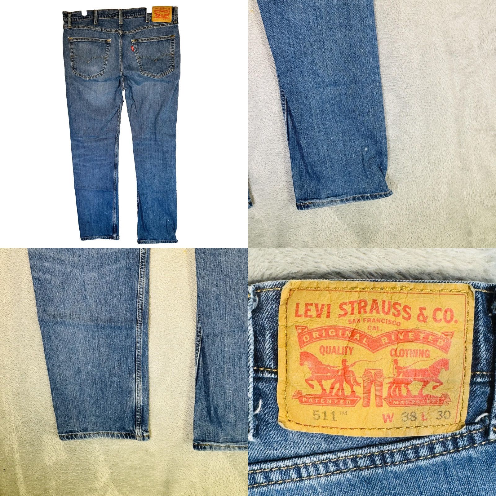 Levi's Levi's 511 Jeans Mens 38x30 Slim Tapered Light Blue Denim Zip Fly, 5-Pocket Logo Patch, Regular Fit, Cotton Elastodiene, Blue Light Wash, 511 Model Size US 38 / EU 54 - 8 Thumbnail