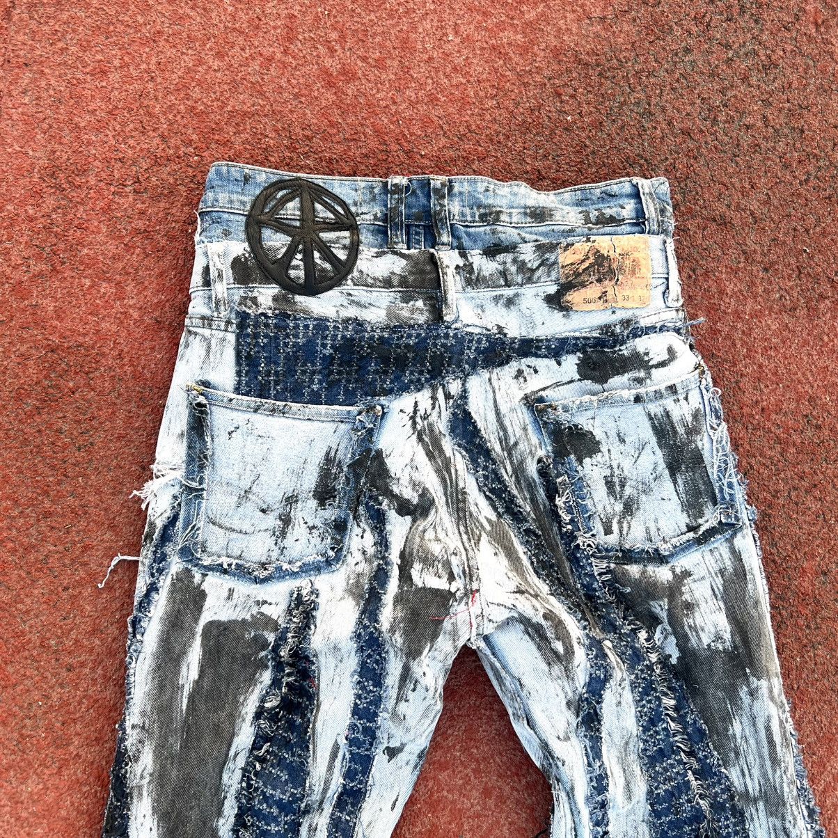 Levi's Double Waist Chaotic Blue Stains Panto Size US 33 - 6 Thumbnail