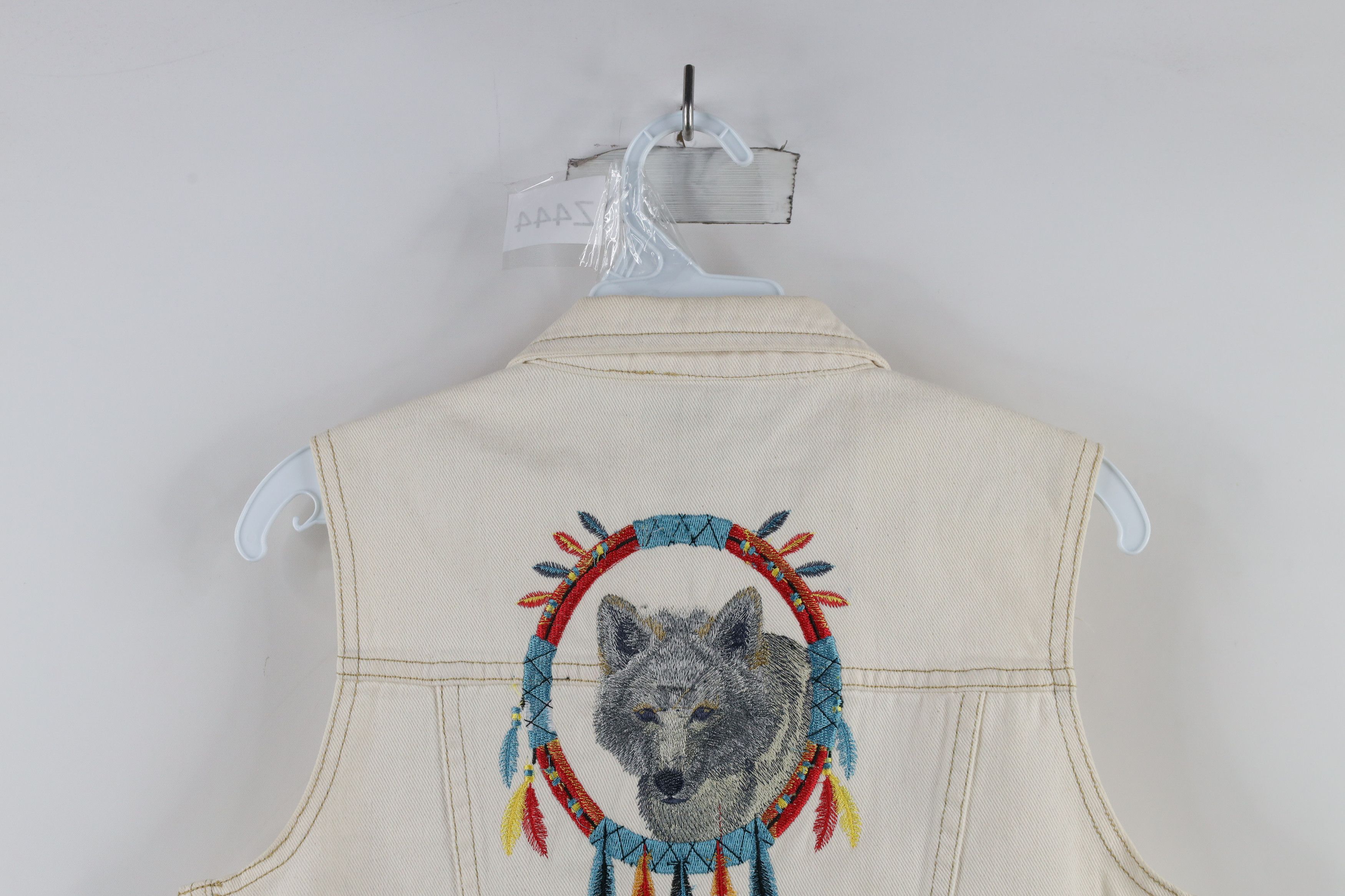 Vintage Vintage 90s Streetwear Wolf Cropped Denim Vest Jacket Size M / US 6-8 / IT 42-44 - 12 Thumbnail