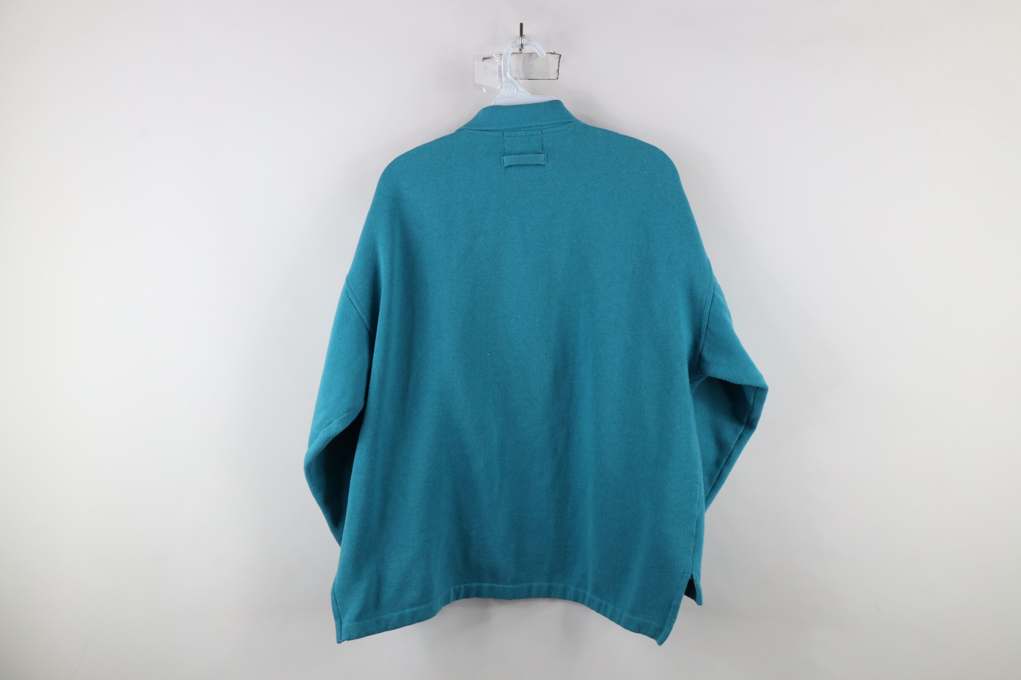 Vintage Vintage 90s Streetwear Boxy Fit Collared Sweatshirt Teal Size US L / EU 52-54 / 3 - 10 Thumbnail