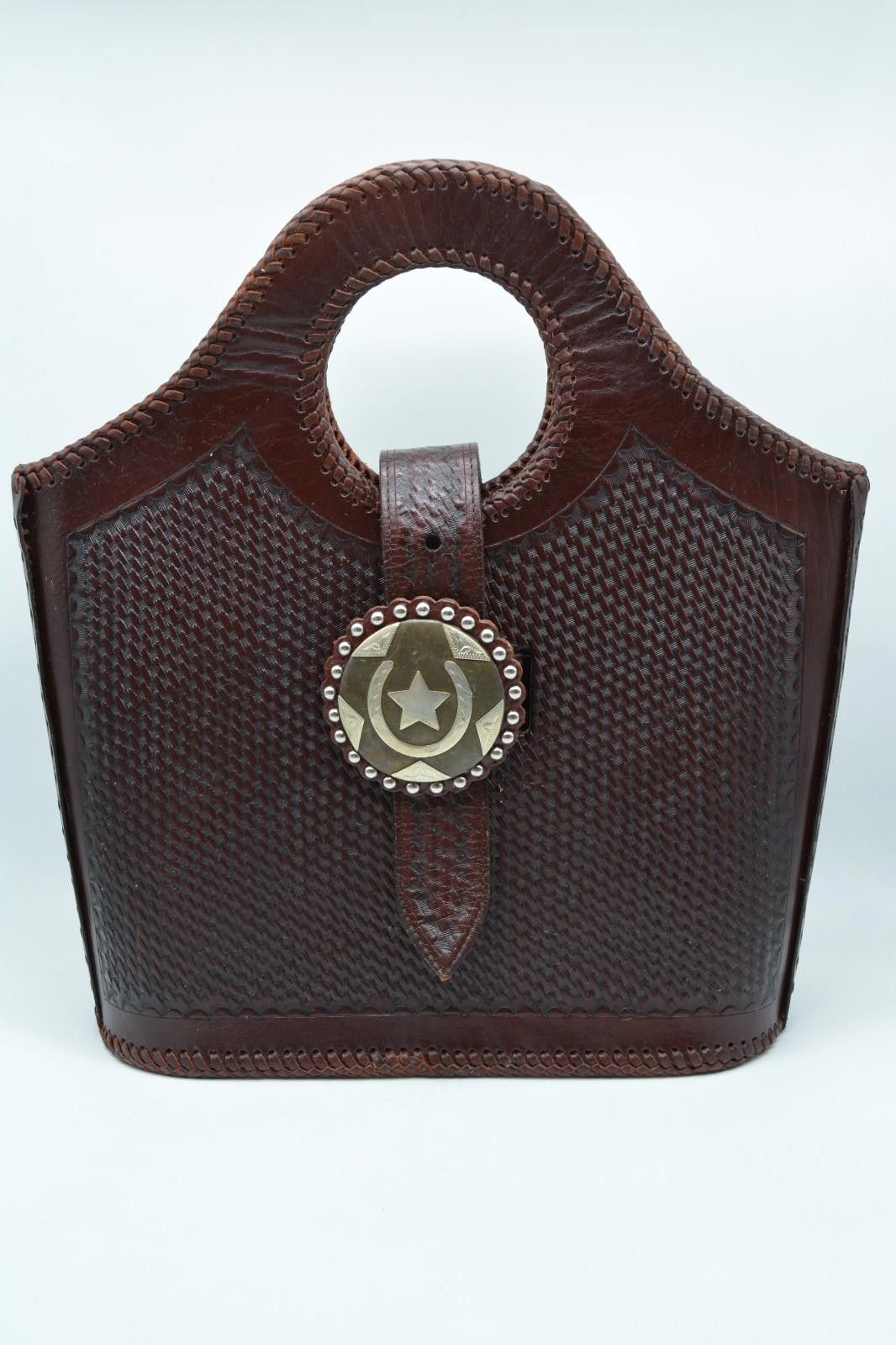 2120 Handcrafted Western Leather Tote Cowgirl Star Concho Handmade Satchel Size ONE SIZE - 1 Thumbnail