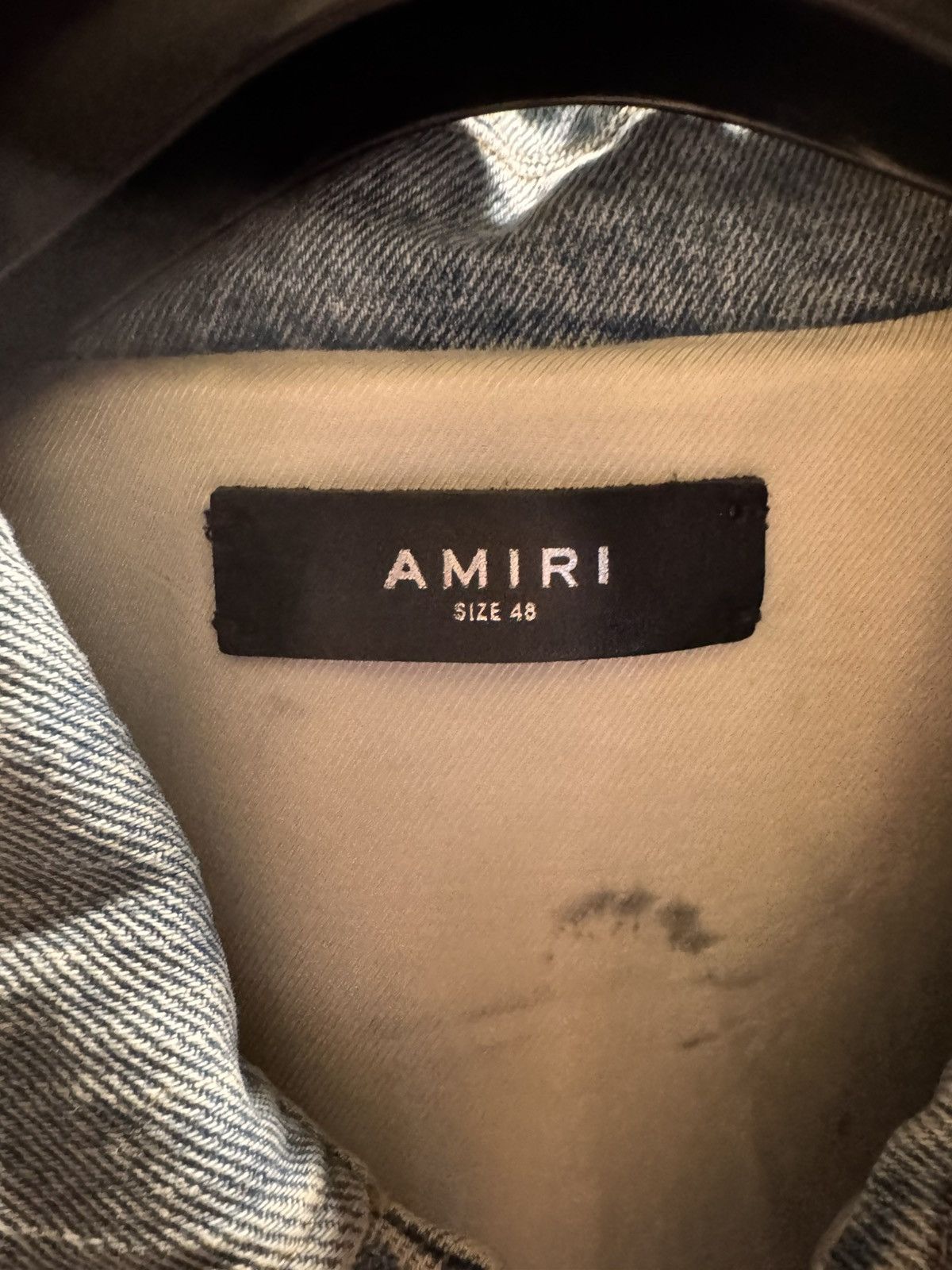 Amiri Amiri Blue Denim Leather Bones Varsity Jacket Size US M / EU 48-50 / 2 - 5 Thumbnail