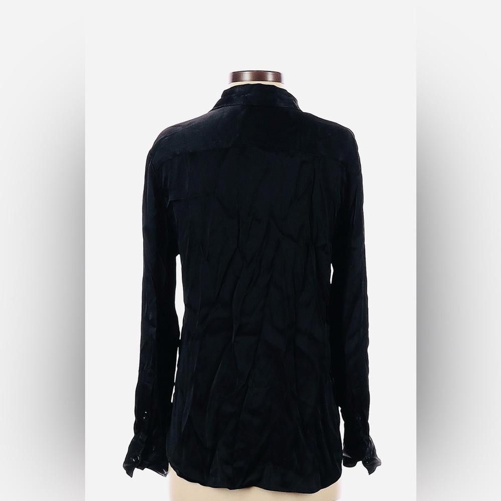 Zara ZARA Satin Elegant Black Button-Up Shirt Size XS / US 0-2 / IT 36-38 - 2 Thumbnail
