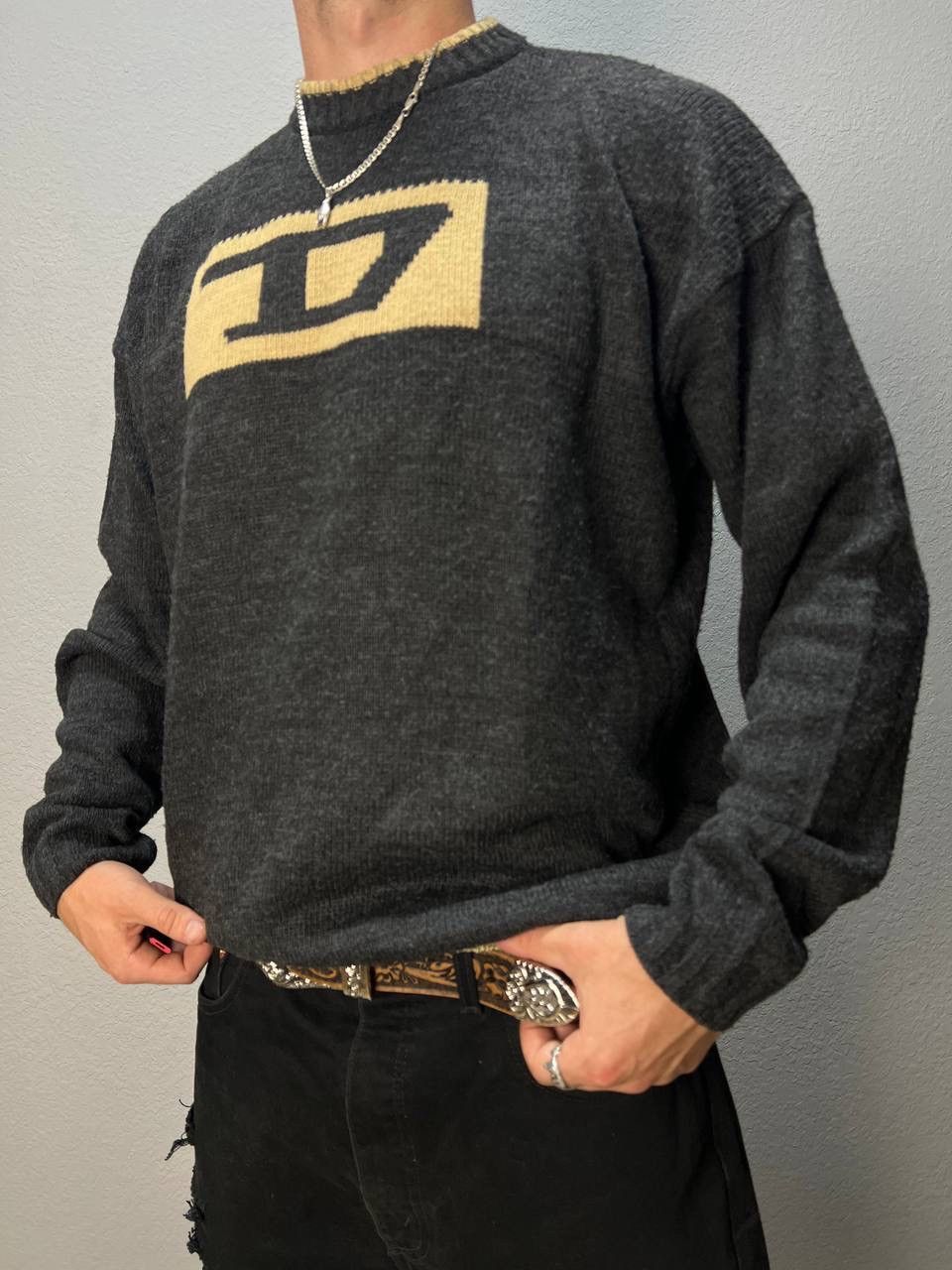 Diesel × Vintage Vintage Diesel Knit Sweater Big Log 90s Ripped wool Size US M / EU 48-50 / 2 - 1 Thumbnail