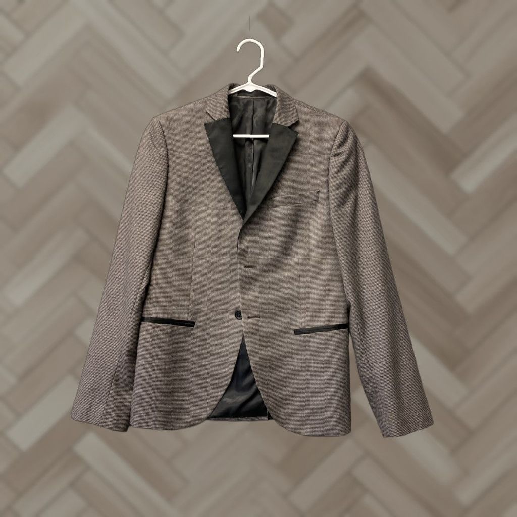 Topman TOPMAN Blazer Mens 40 Slim Brown Houndstooth 2 Button Sport Coat Jacket 67-61 Size 40R - 1 Thumbnail