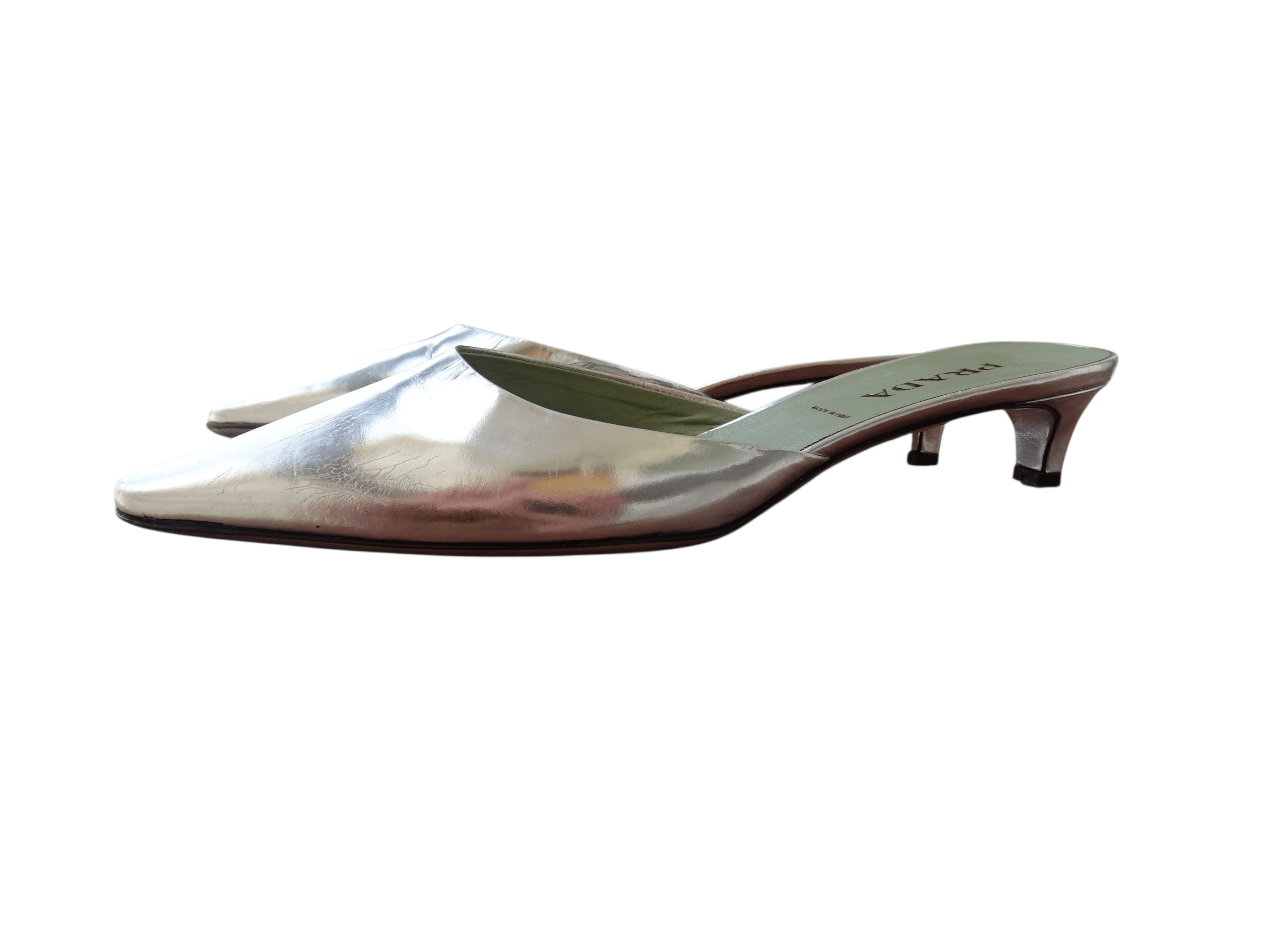 Prada PRADA METALLIC KITTEN HEELS Size US 7.5 / IT 37.5 - 2 Thumbnail