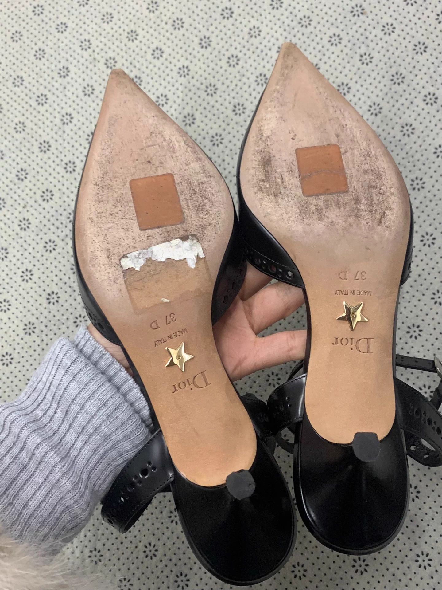 Dior Dior pointed toe cutout block heel pumps black size 37 Size US 6 / IT 36 - 4 Thumbnail