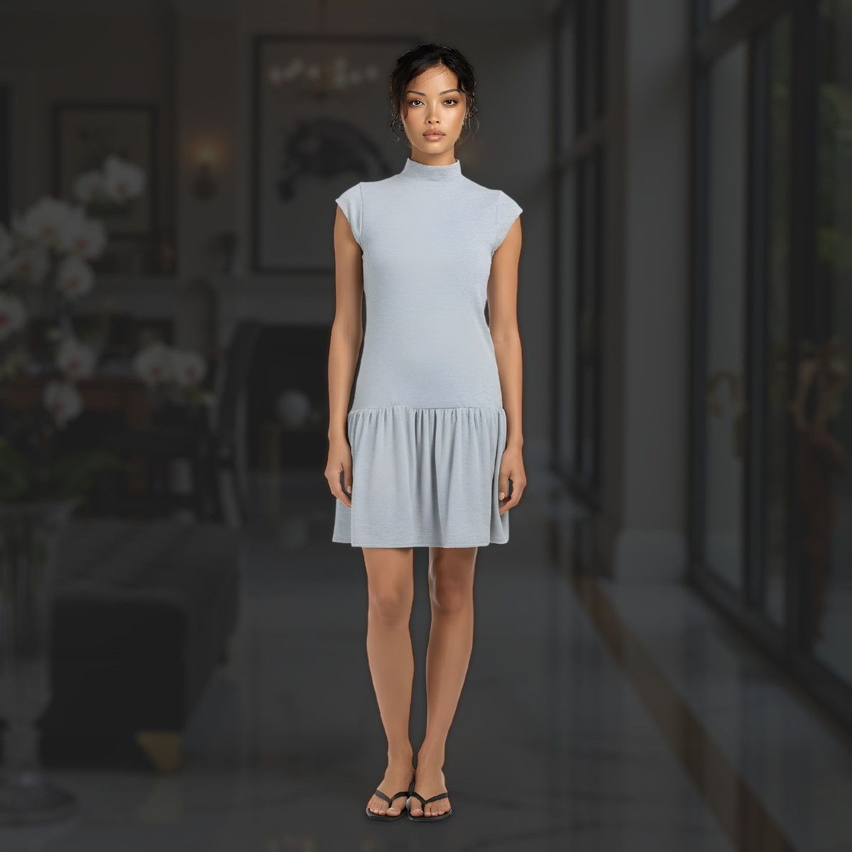 Other Gilli Women’s Gray Short Sleeve Drop Waist Mini Dress Sz M Size M / US 6-8 / IT 42-44 - 2 Thumbnail