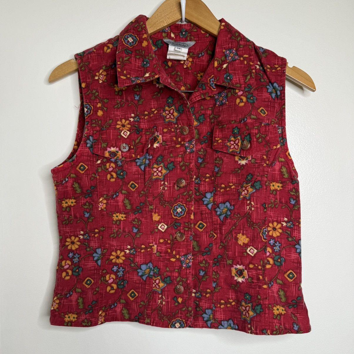 Vintage Vintage Stonebridge Floral Red Vest Top Size Medium Size M / US 6-8 / IT 42-44 - 1 Thumbnail