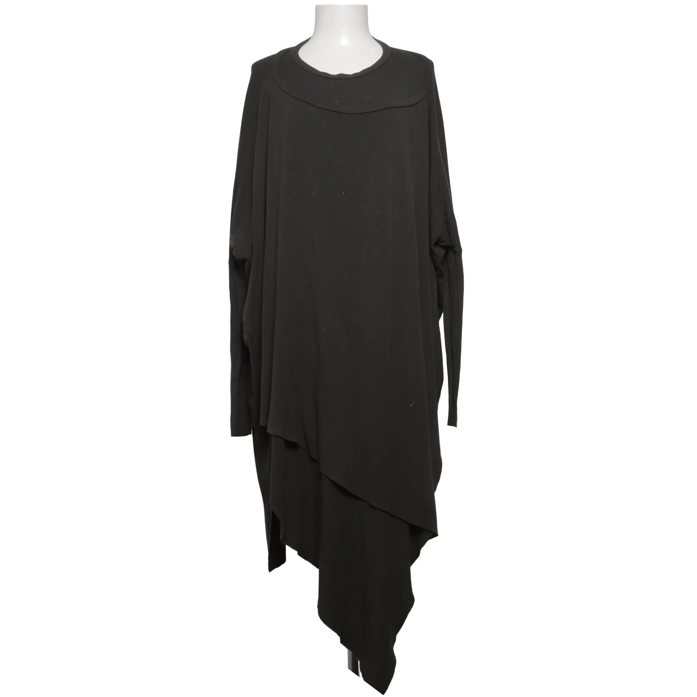 Masnada Charcoal Grey Draped Midi Dress, Asymmetric Hem, Masnada. Size S / US 4 / IT 40 - 1 Thumbnail