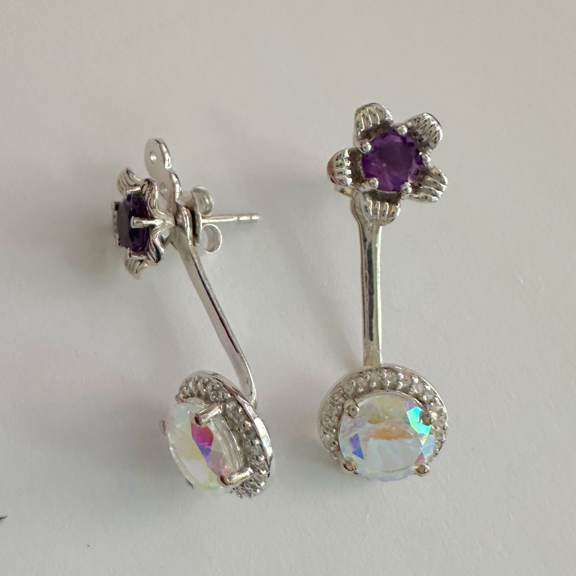 Other Amethyst Flower Stud Earrings with Beautiul (Removable) Rain Size ONE SIZE - 16 Thumbnail