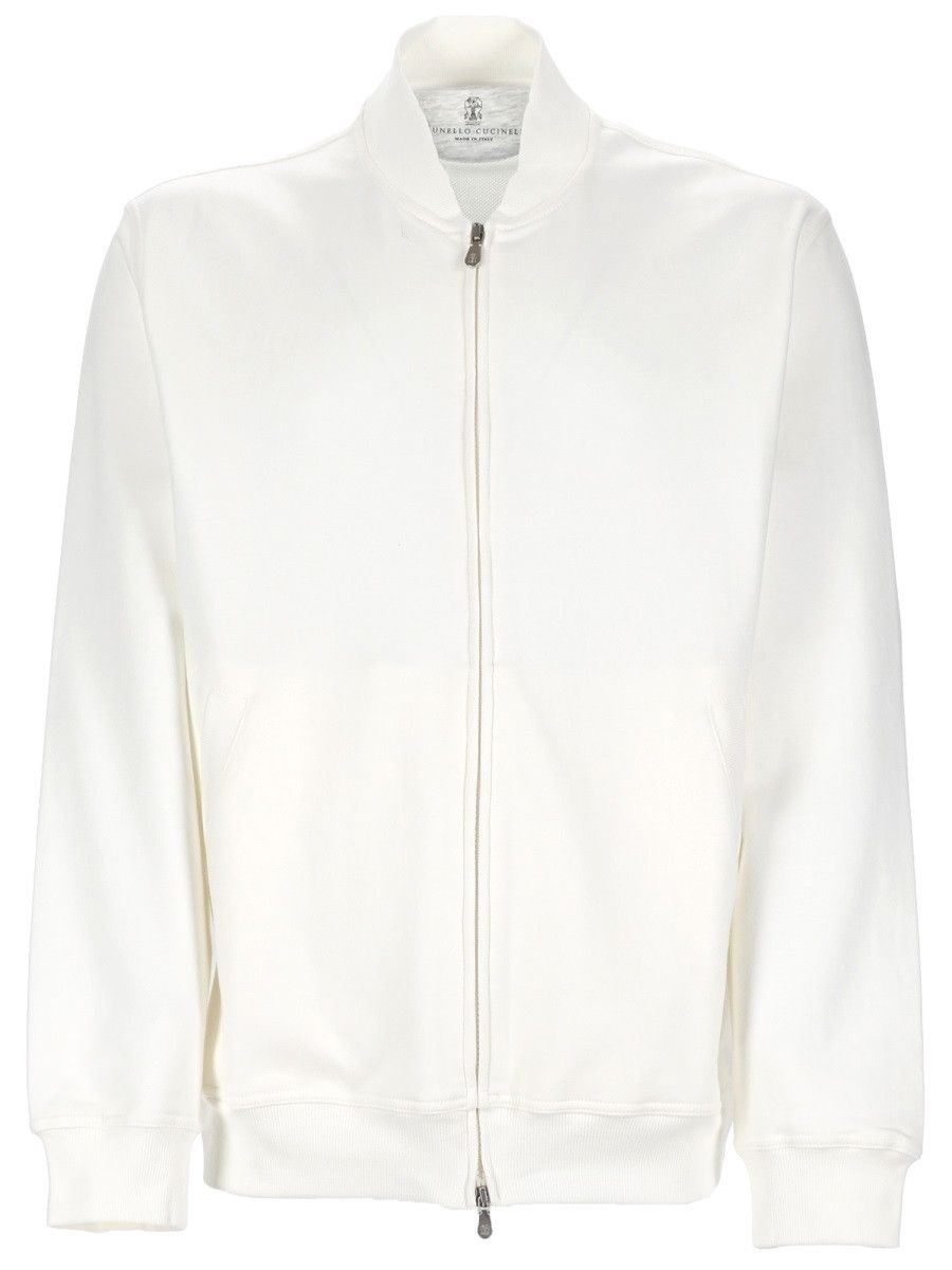 Brunello Cucinelli BRUNELLO CUCINELLI FELPA CON ZIP - WHITE Size US XL / EU 56 / 4 - 1 Thumbnail