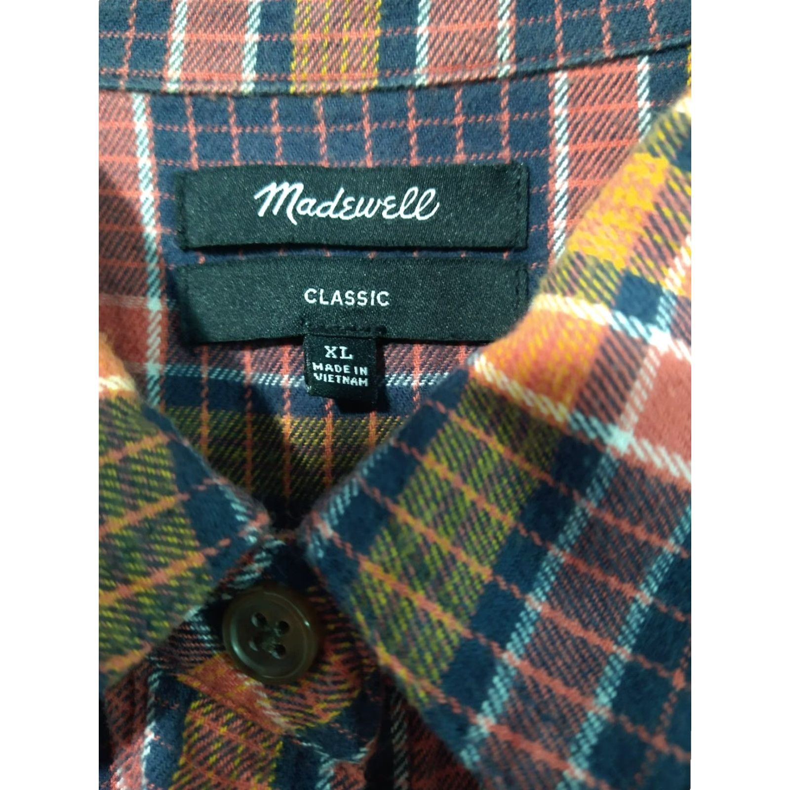 Madewell Madewell Button-Up Shirt Womens XL Orange Plaid Flannel Long Sleeve Classic Casual Outdoor Size XL / US 12-14 / IT 48-50 - 5 Thumbnail