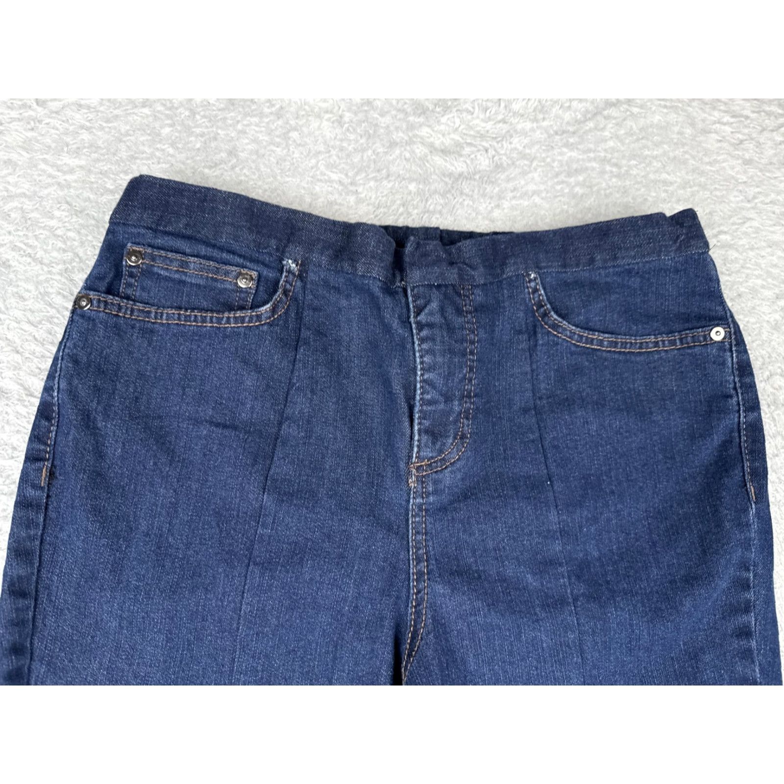 Vintage Unbranded Jeans Women 27x25 Dark Wash Elastic Back Waist Cuffed Ankle Front Seam High Rise Size 27" / US 4 / IT 40 - 4 Thumbnail