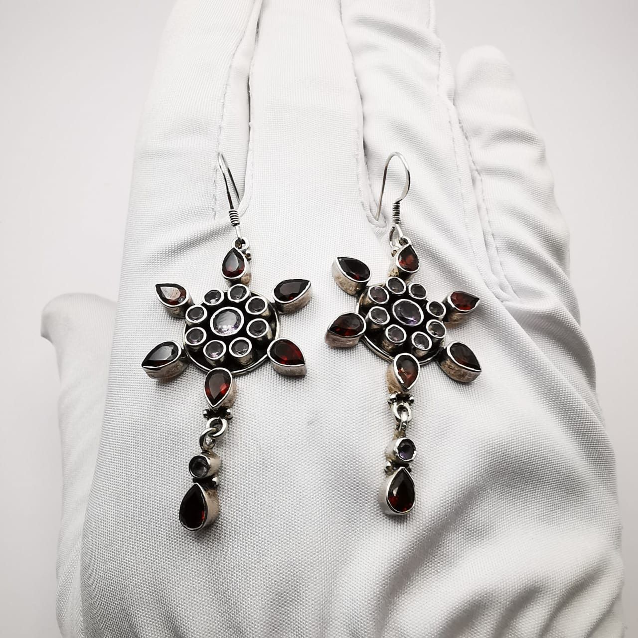 Vintage Vintage Earrings 925 Sterling Silver,Jewelry,Garnet,Amethyst Size ONE SIZE - 6 Thumbnail