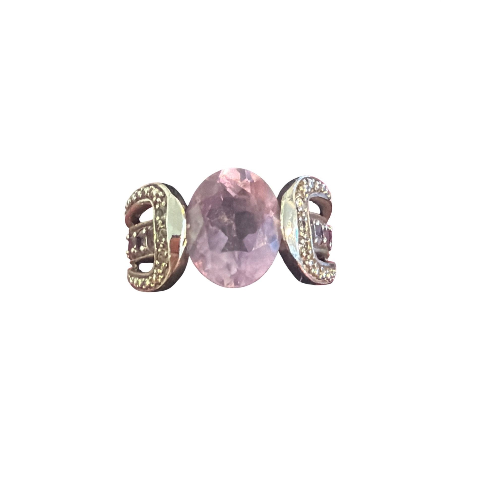 Other Vintage Amethyst Sterling Silver Ring Oval Center Stone Spin Size ONE SIZE - 1 Thumbnail