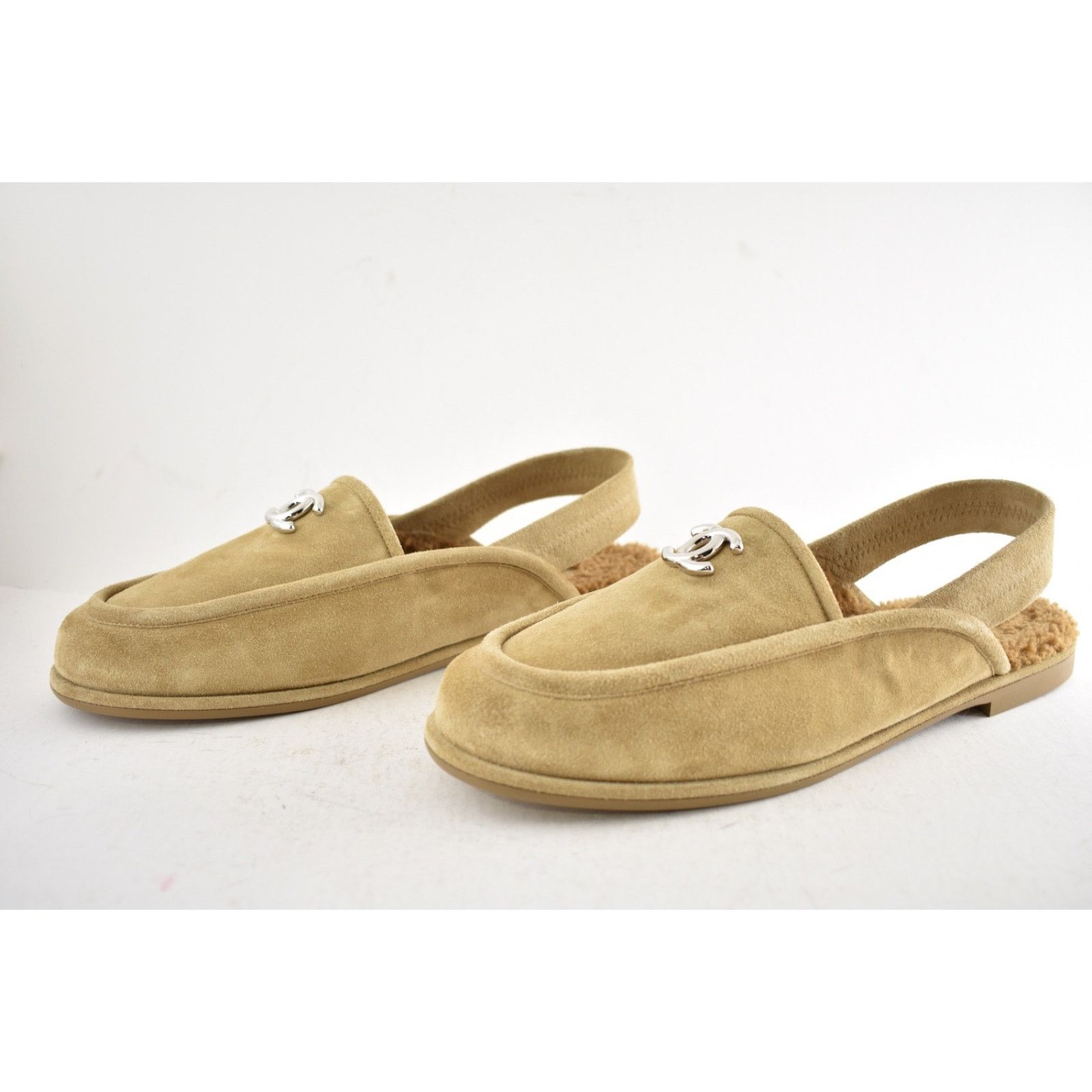 Chanel Chanel Dark Beige Suede Shearling CC Moccasin Flat 40 Size US 10 / IT 40 - 16 Thumbnail