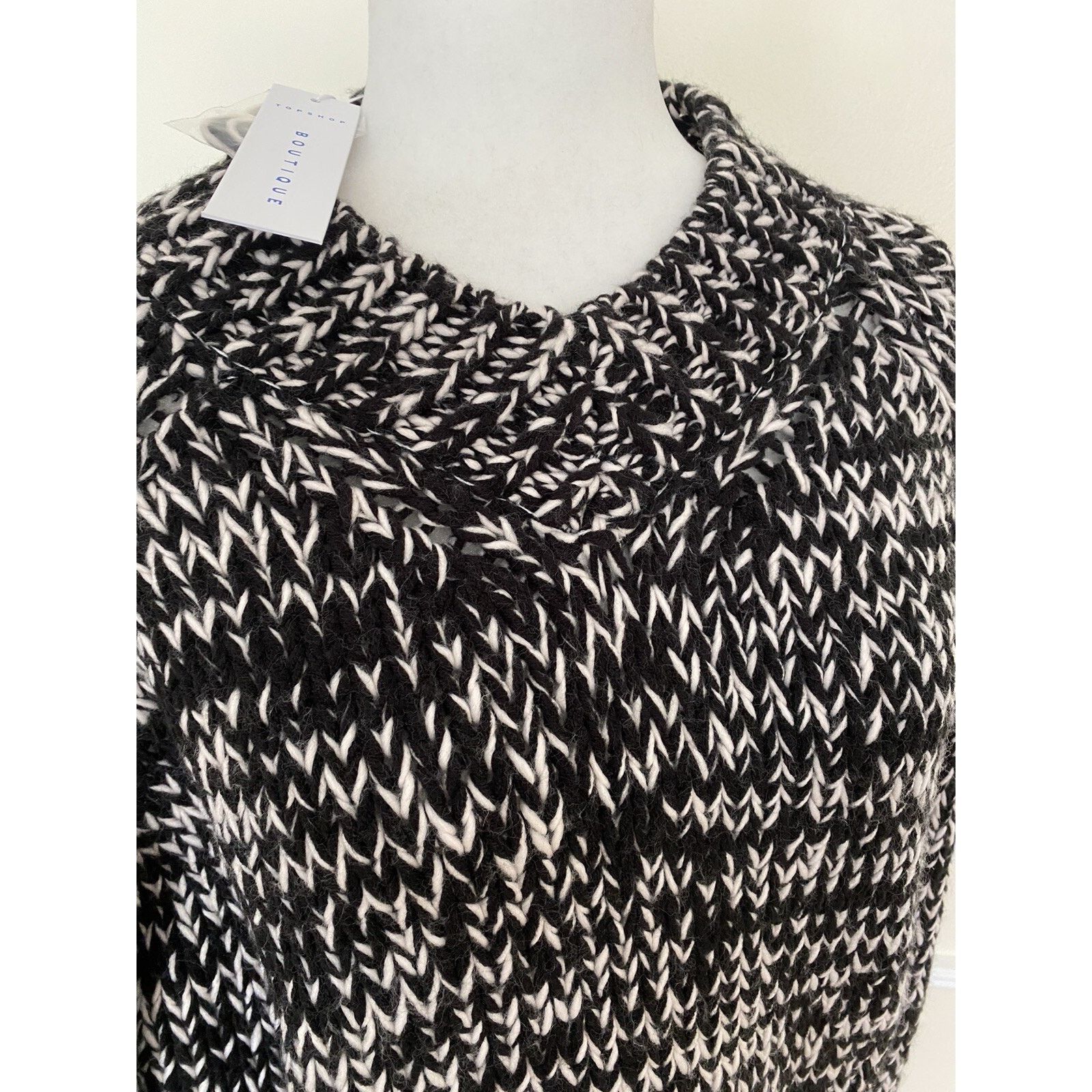 Topshop TopShop Black White Chunky Knit Sweater knitt Size M A003074 Size M / US 6-8 / IT 42-44 - 5 Thumbnail