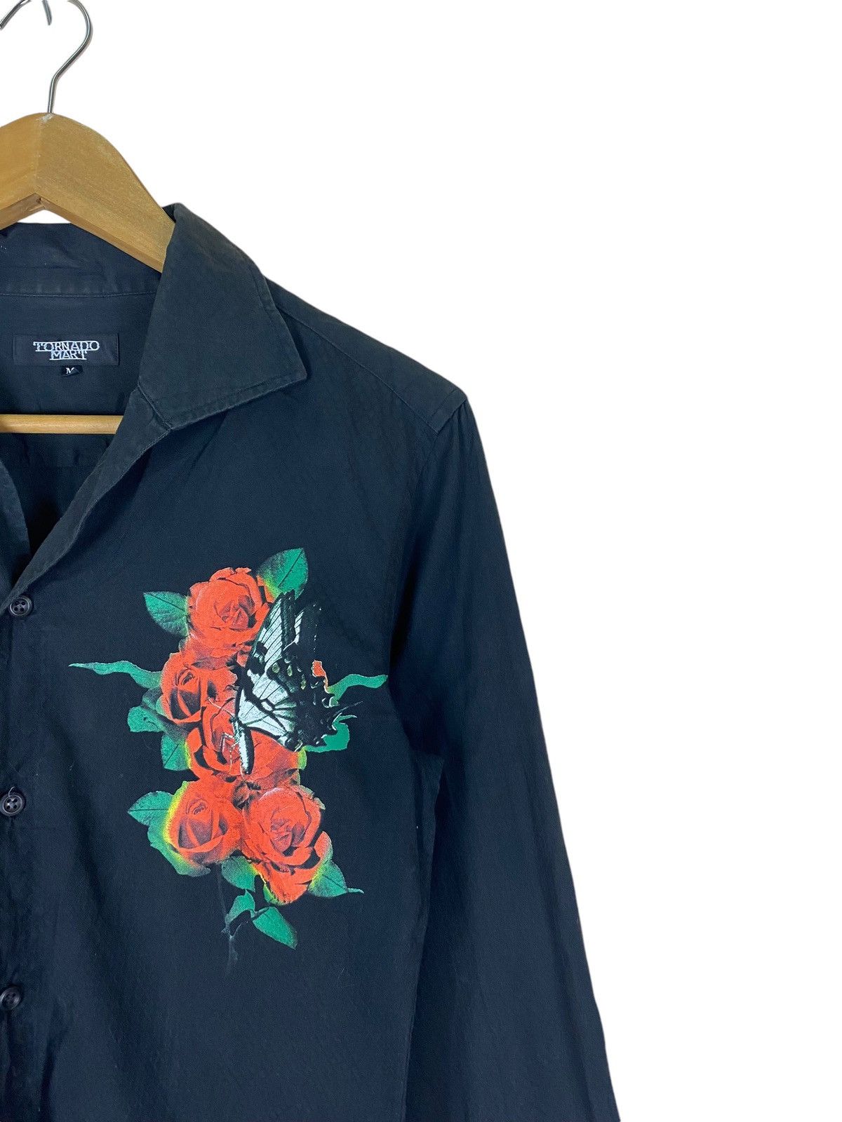 If Six Was Nine × Tornado Mart Japanese Brand Tornado Mart Rose and Skull Design LS Shirt Size M / US 6-8 / IT 42-44 - 2 Thumbnail