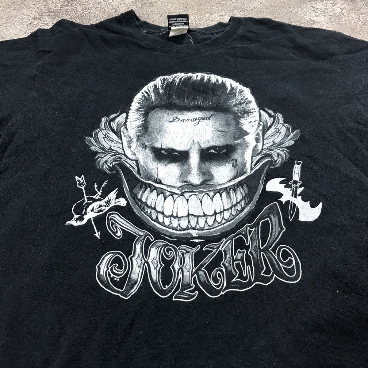 Vintage Vintage 90s Graphic Tee Joker Skull Horror Grunge Streetwear Size US L / EU 52-54 / 3 - 2 Thumbnail