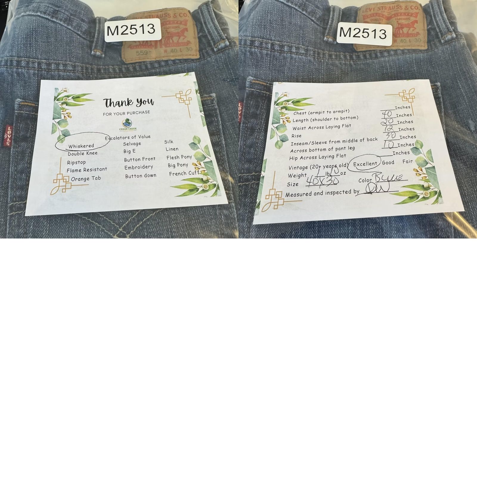 Levi's Levi's 559 Jeans Mens 40x30 Blue Relaxed Straight Denim 100% Cotton Size US 40 / EU 56 - 8 Thumbnail