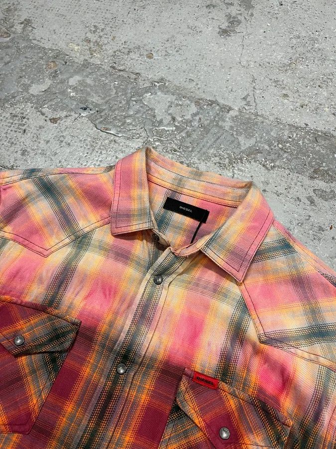 Diesel Diesel Summer Bleached Effect Western Checked Pink Shirt Size US M / EU 48-50 / 2 - 6 Thumbnail