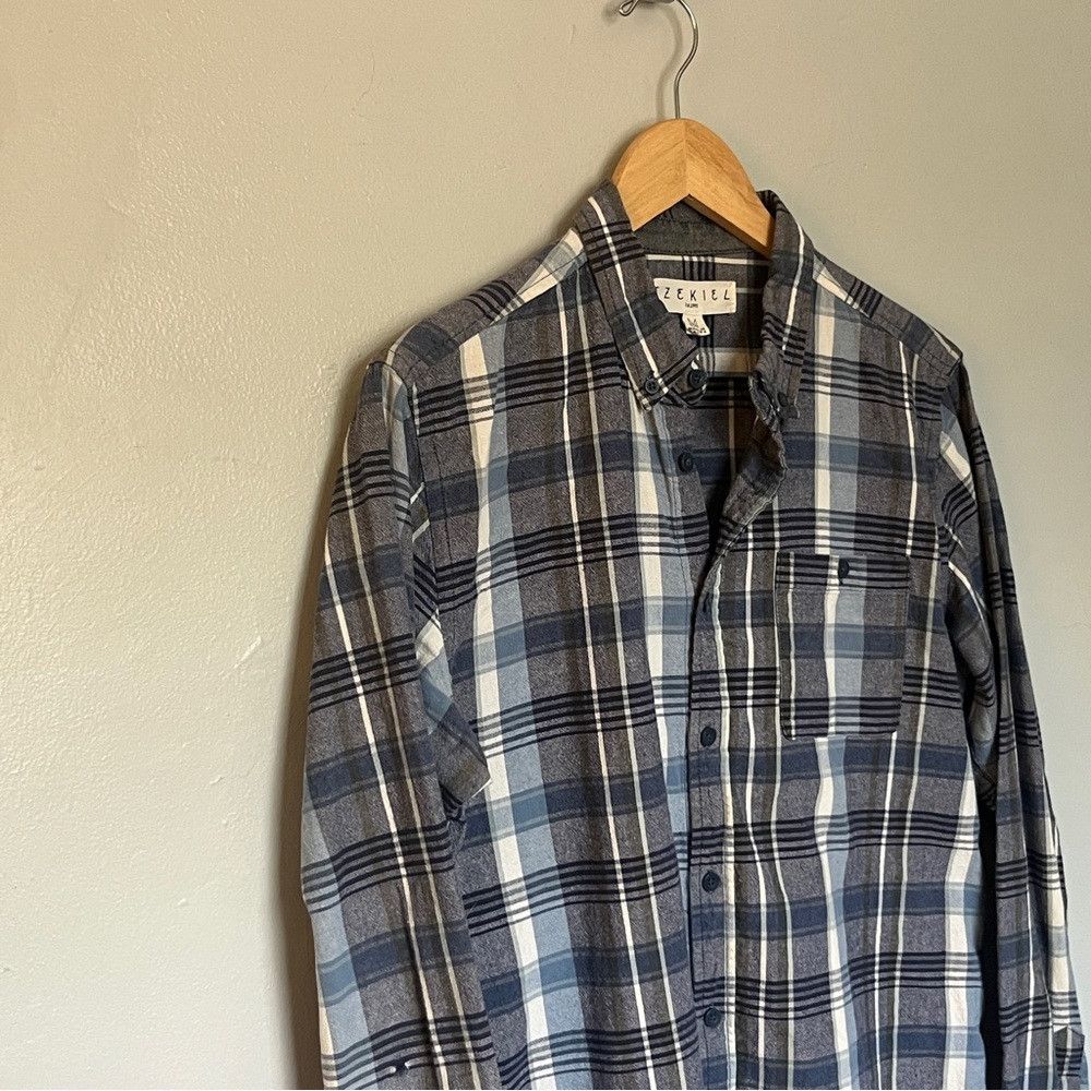 The Unbranded Brand Ezekiel Flannel Shirt Men’s Blue Long Sleeve Pocket Medium Size US S / EU 44-46 / 1 - 2 Thumbnail