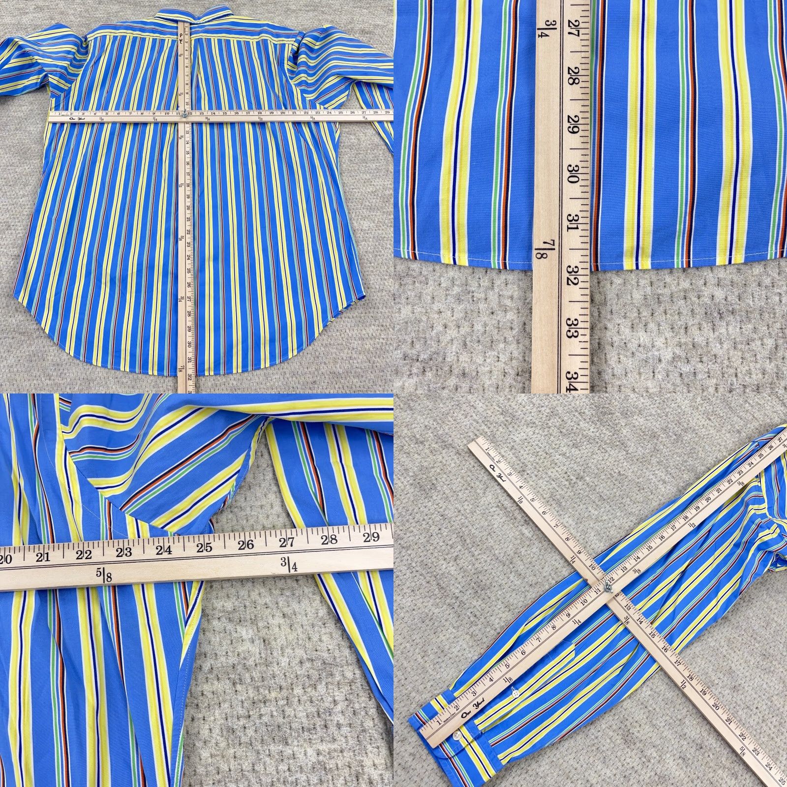 Ralph Lauren Ralph Lauren Shirt Men XL Button-Up Striped Blue Yellow Cotton Classic Fit Poplin Pony Size US XL / EU 56 / 4 - 8 Thumbnail