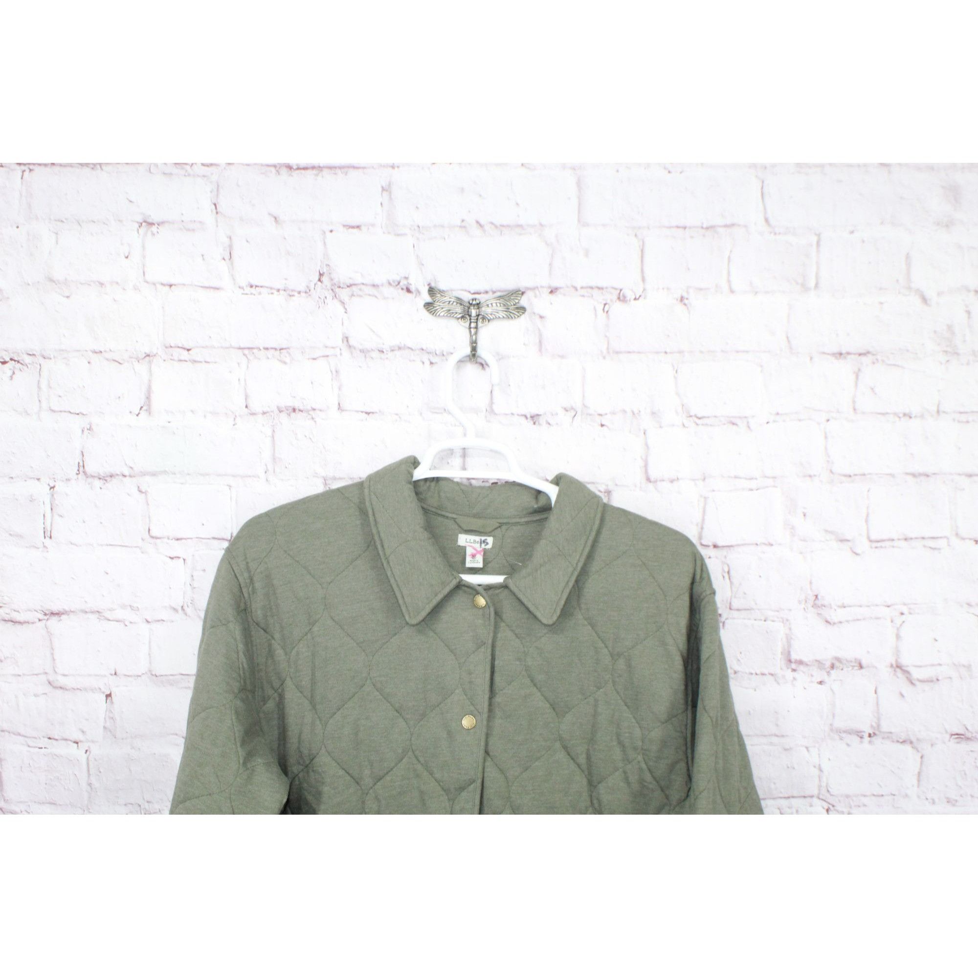 L.L. Bean LL Bean Women's Quilted Knit Jacket Olive Green Size XL / US 12-14 / IT 48-50 - 2 Thumbnail