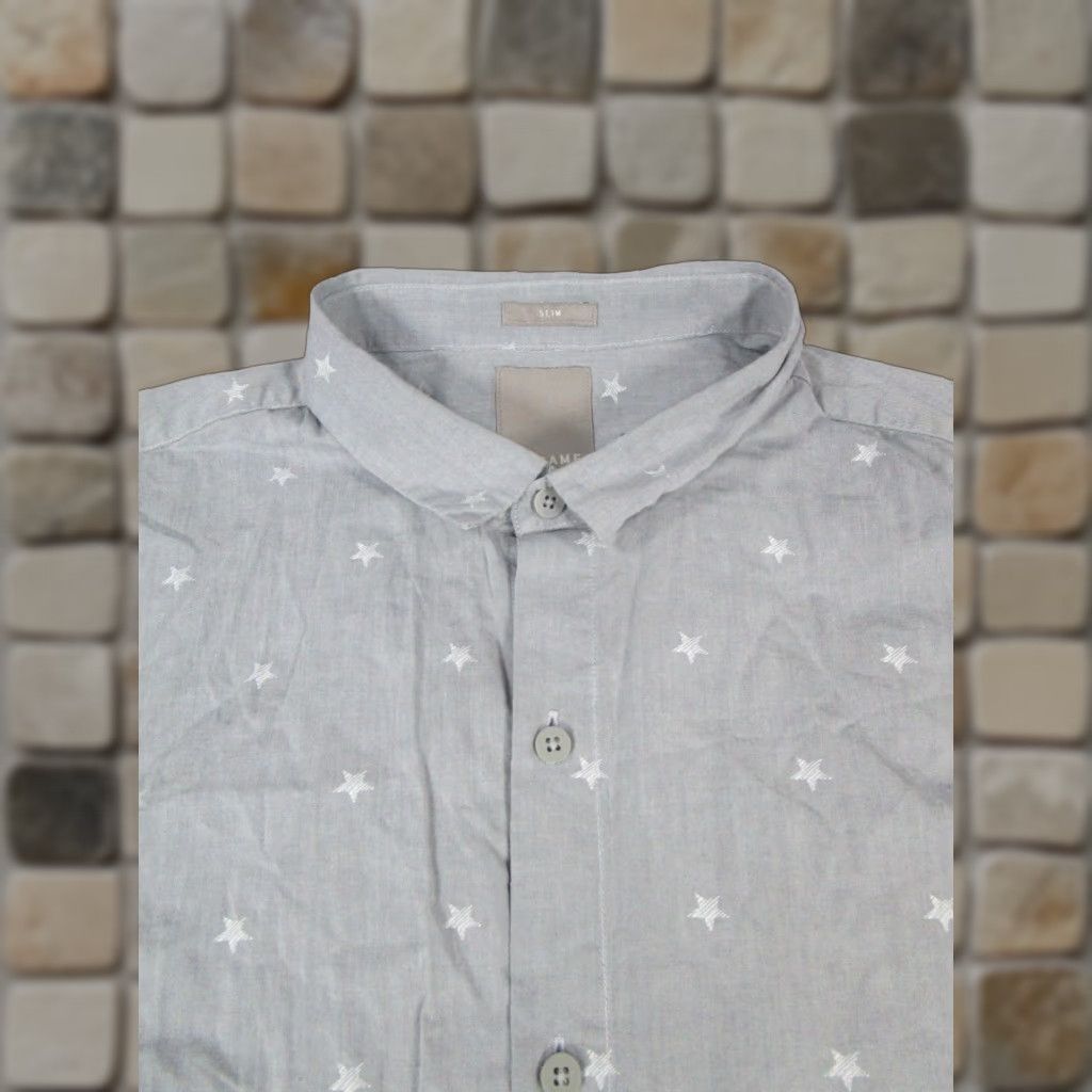 Frame A Frame Shirt Mens XL Gray White Cotton Button Up Polka Dot Long Sleeve Collared Button-Down 90s (if applicable) Mens Size US XL / EU 56 / 4 - 1 Thumbnail