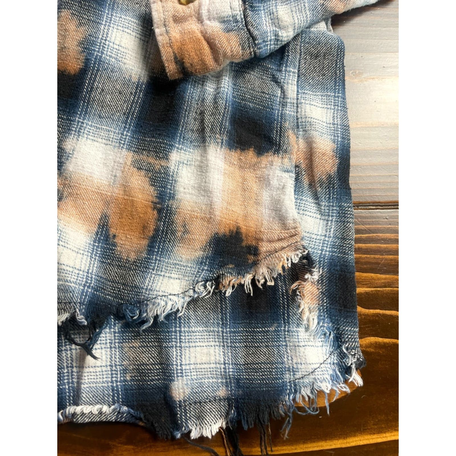 Vintage VINTAGE Black Jack Shirt Men's Small Blue Black Dyed Plaid Frayed Hem Flannel Button Up Size US S / EU 44-46 / 1 - 4 Thumbnail